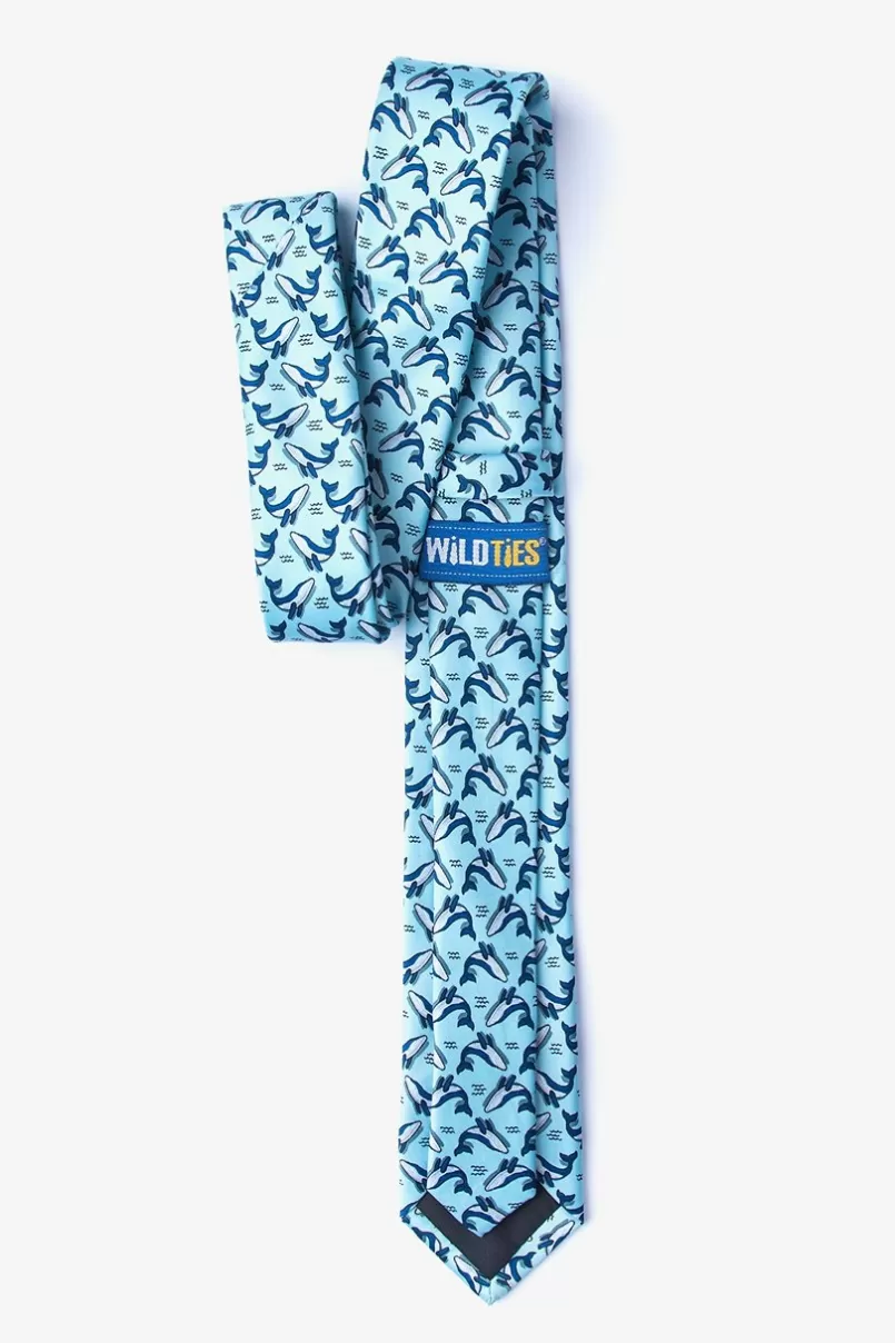 Ties Blue Whales Light Blue Skinny Tie LightBlue Clearance