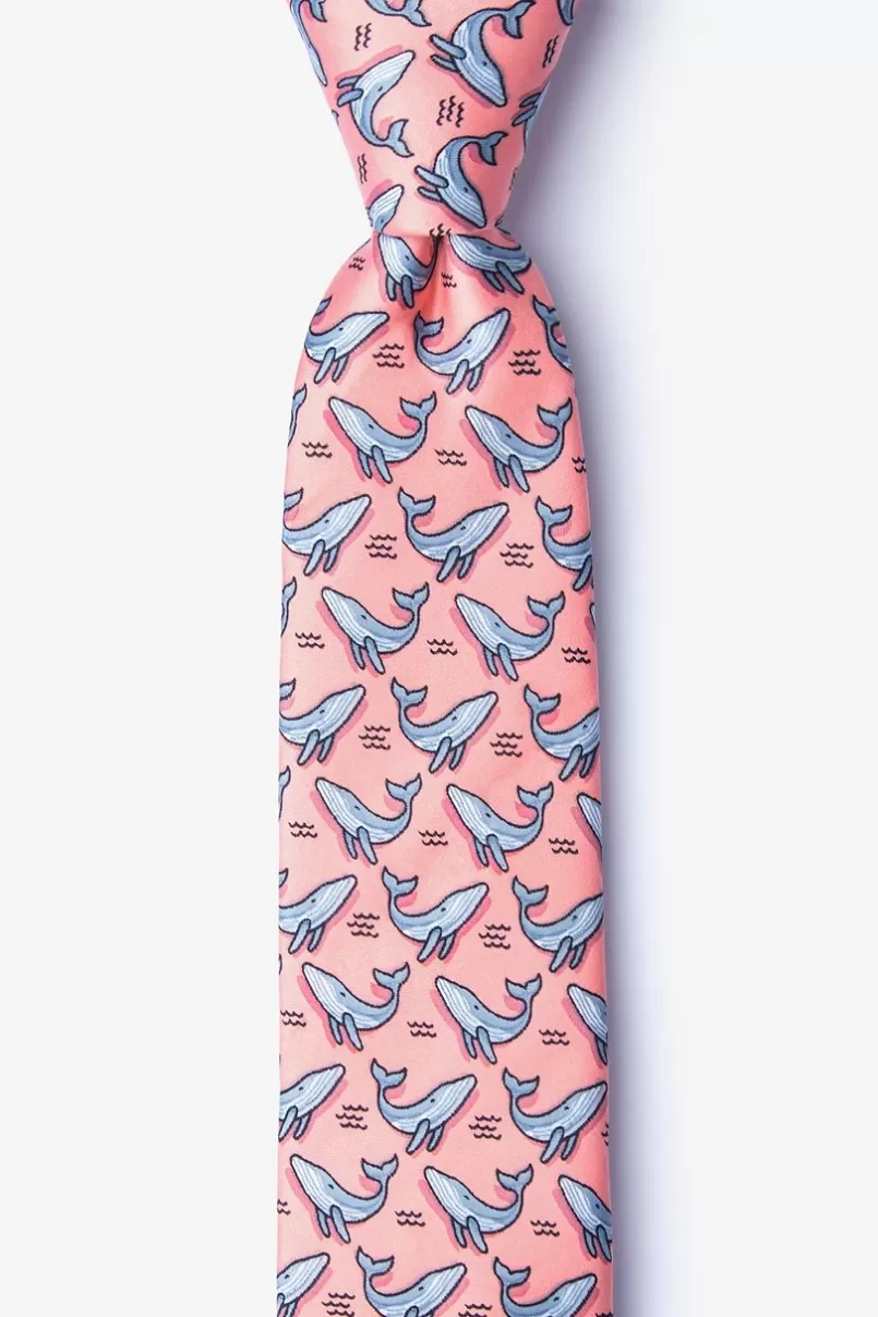 Ties Blue Whales Skinny Tie Peach Cheap