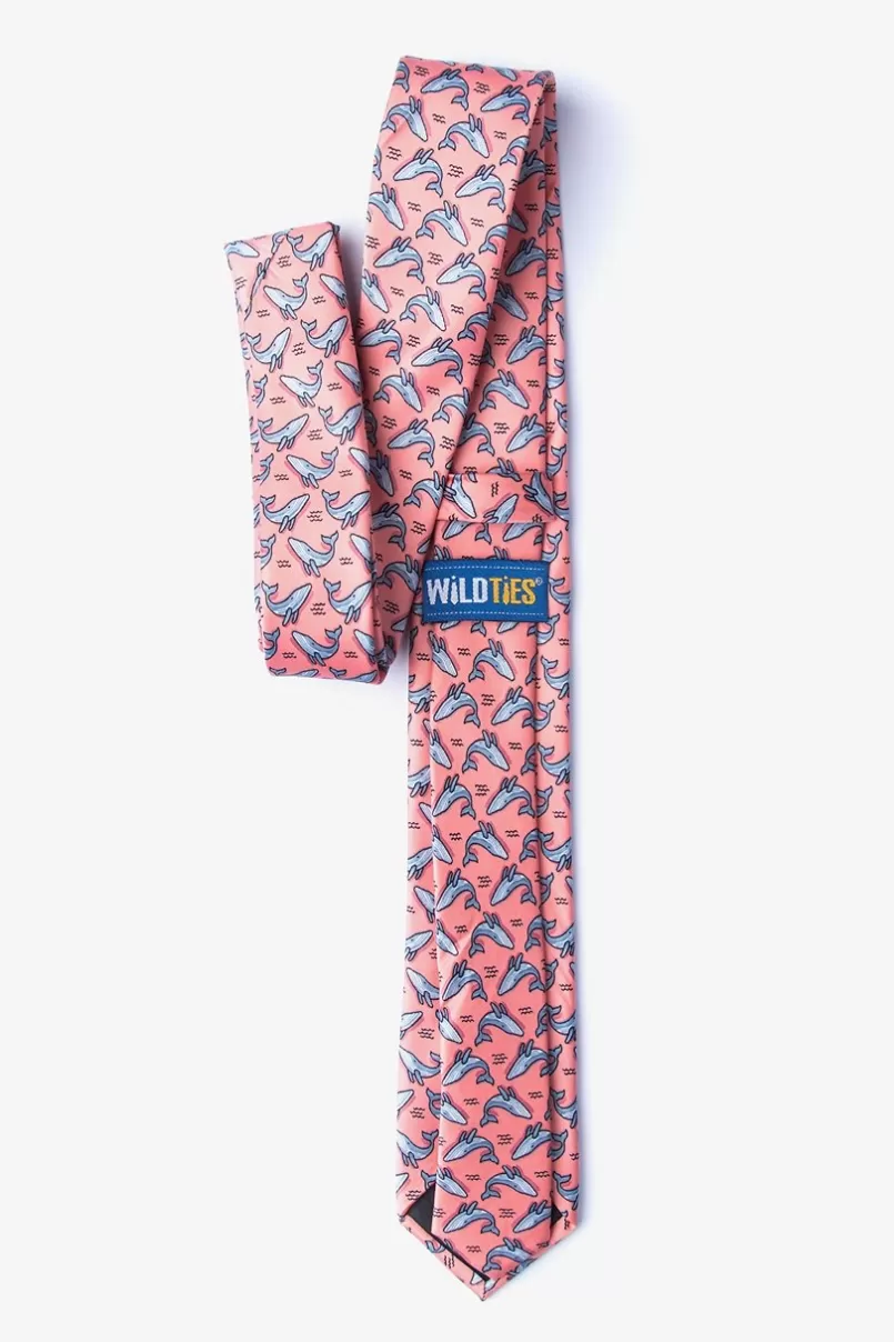 Ties Blue Whales Skinny Tie Peach Cheap