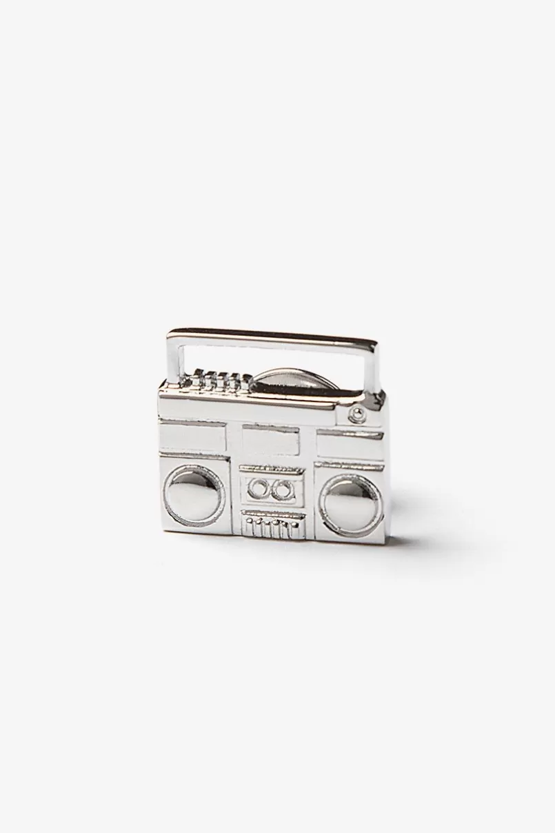 Ties Boombox Silver Lapel Pin Cheap