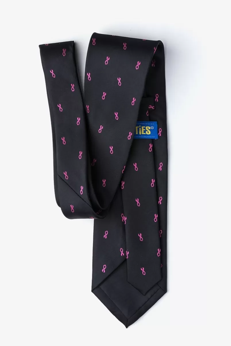 Ties Breast Cancer Ribbon Black Extra Long Tie Store