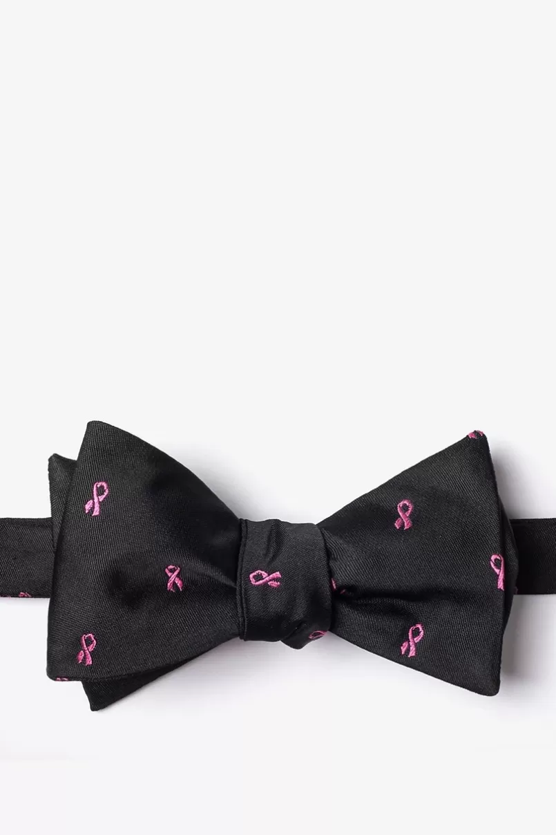 Ties Breast Cancer Ribbon Self-Tie Bow Tie Black New