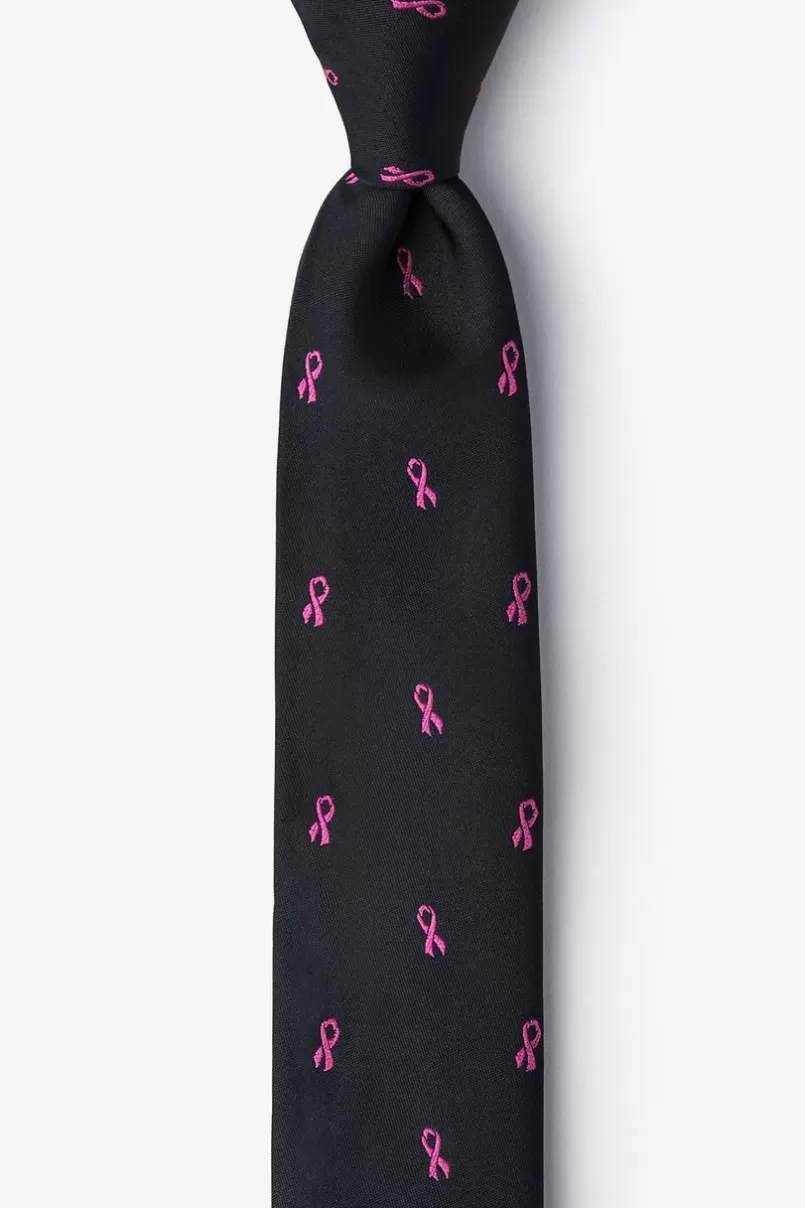 Ties Breast Cancer Ribbon Skinny Tie Black Flash Sale