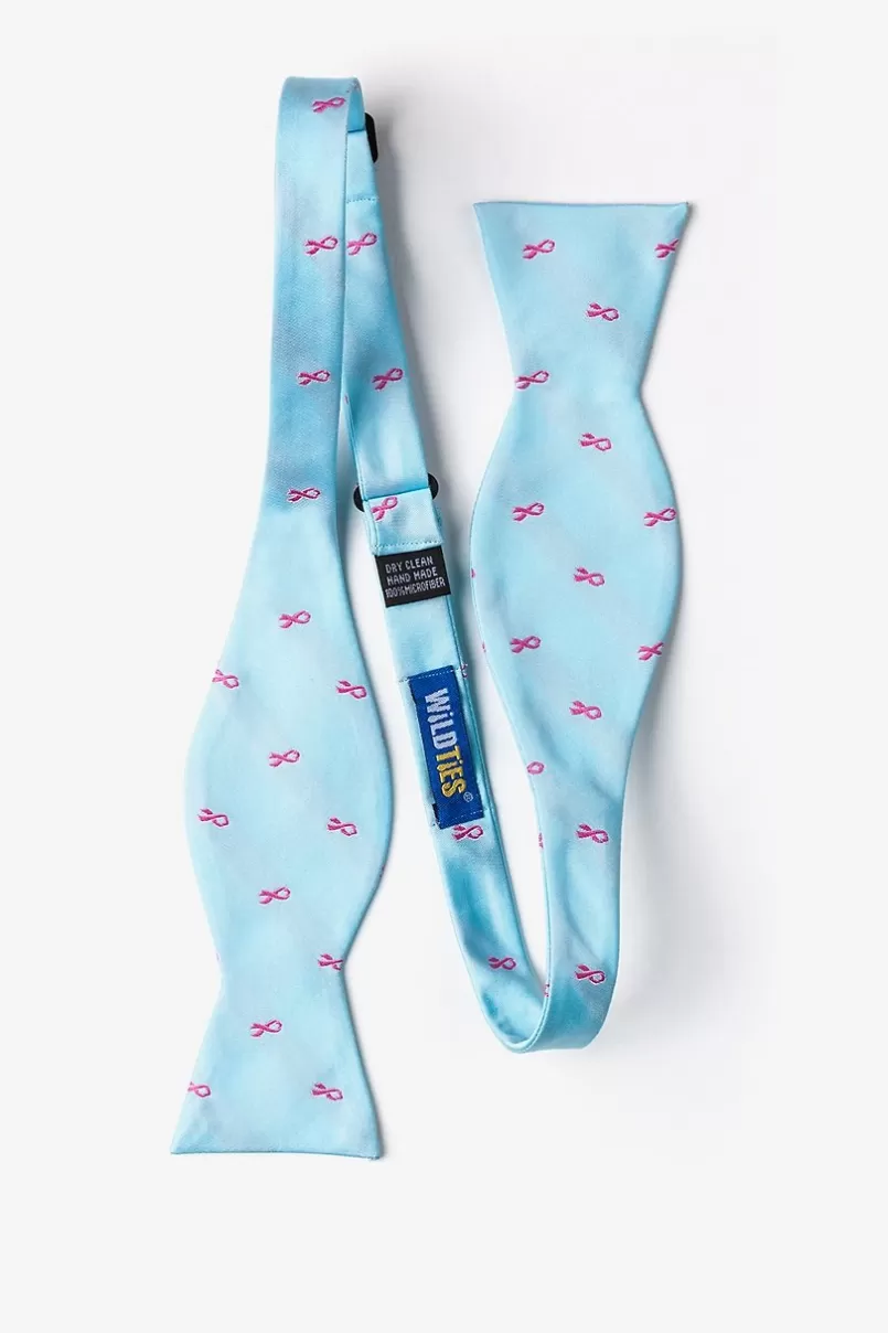 Ties Breast Cancer Ribbon Self-Tie Bow Tie Blue Cheap