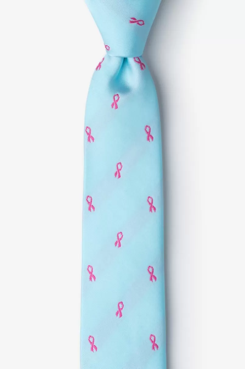 Ties Breast Cancer Ribbon Skinny Tie Blue New