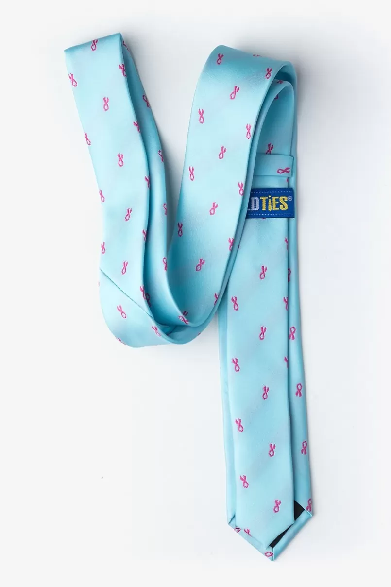 Ties Breast Cancer Ribbon Skinny Tie Blue New