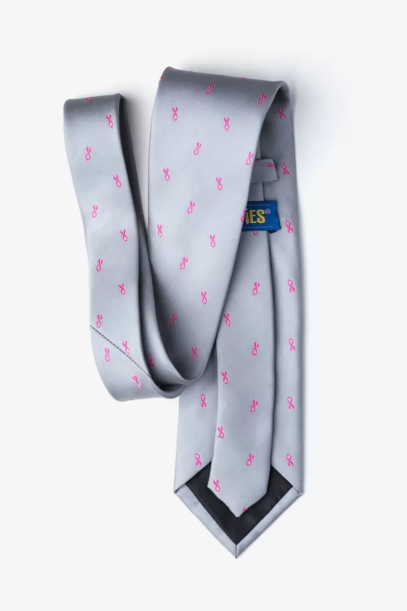 Ties Breast Cancer Ribbon Gray Extra Long Tie Cheap