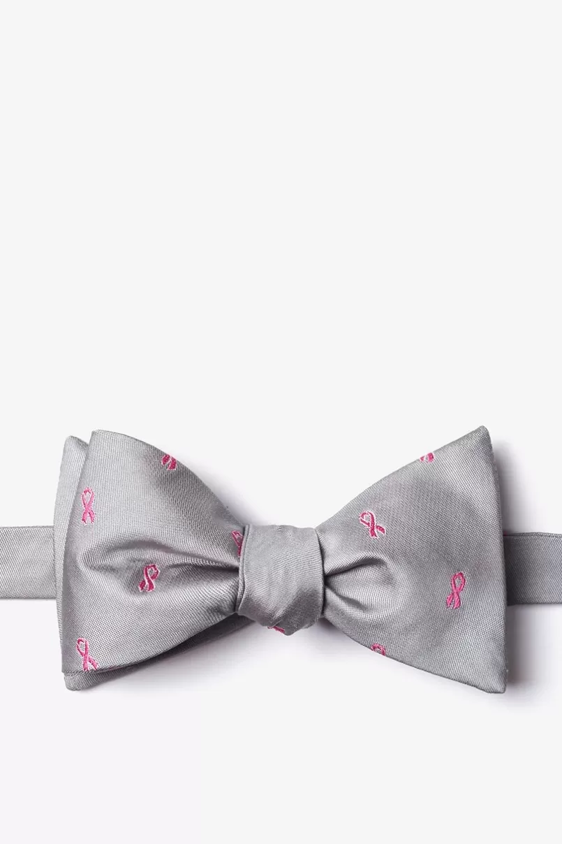 Ties Breast Cancer Ribbon Self-Tie Bow Tie Gray Shop