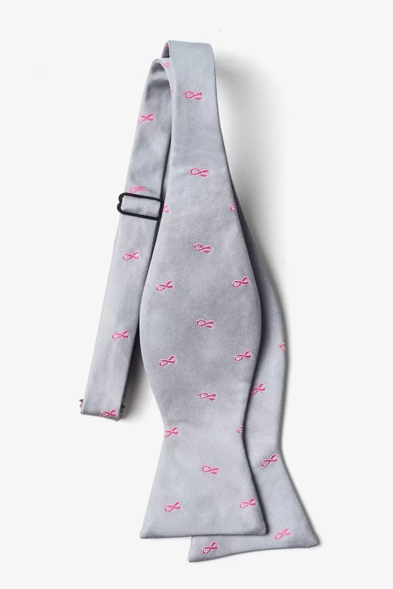 Ties Breast Cancer Ribbon Self-Tie Bow Tie Gray Shop