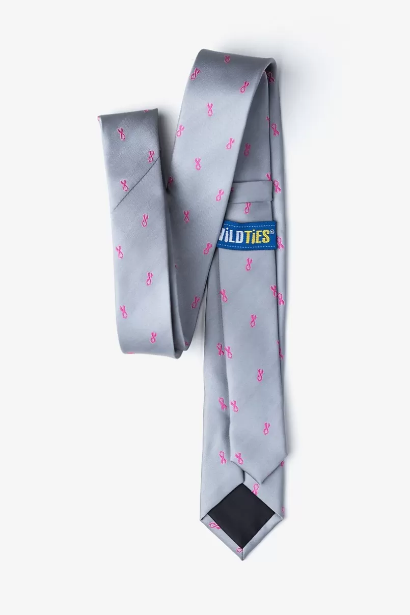 Ties Breast Cancer Ribbon Skinny Tie Gray Discount