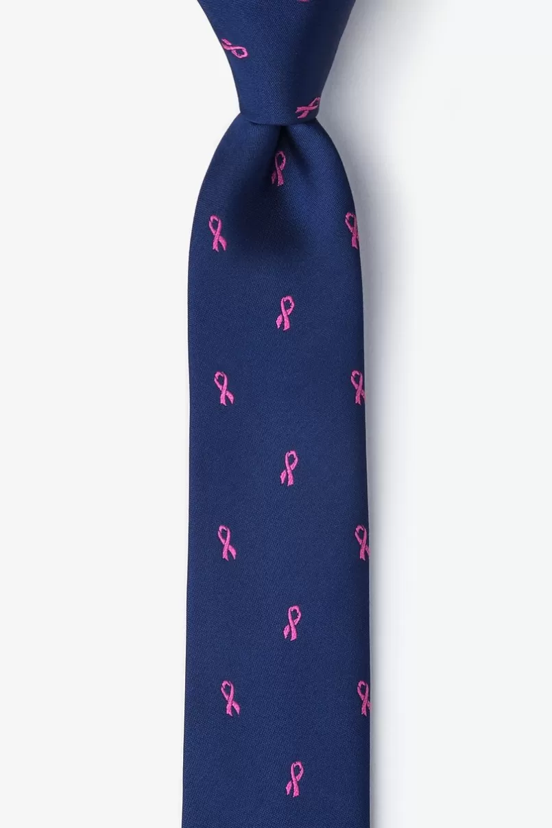 Ties Breast Cancer Ribbon Navy Blue Skinny Tie NavyBlue Best