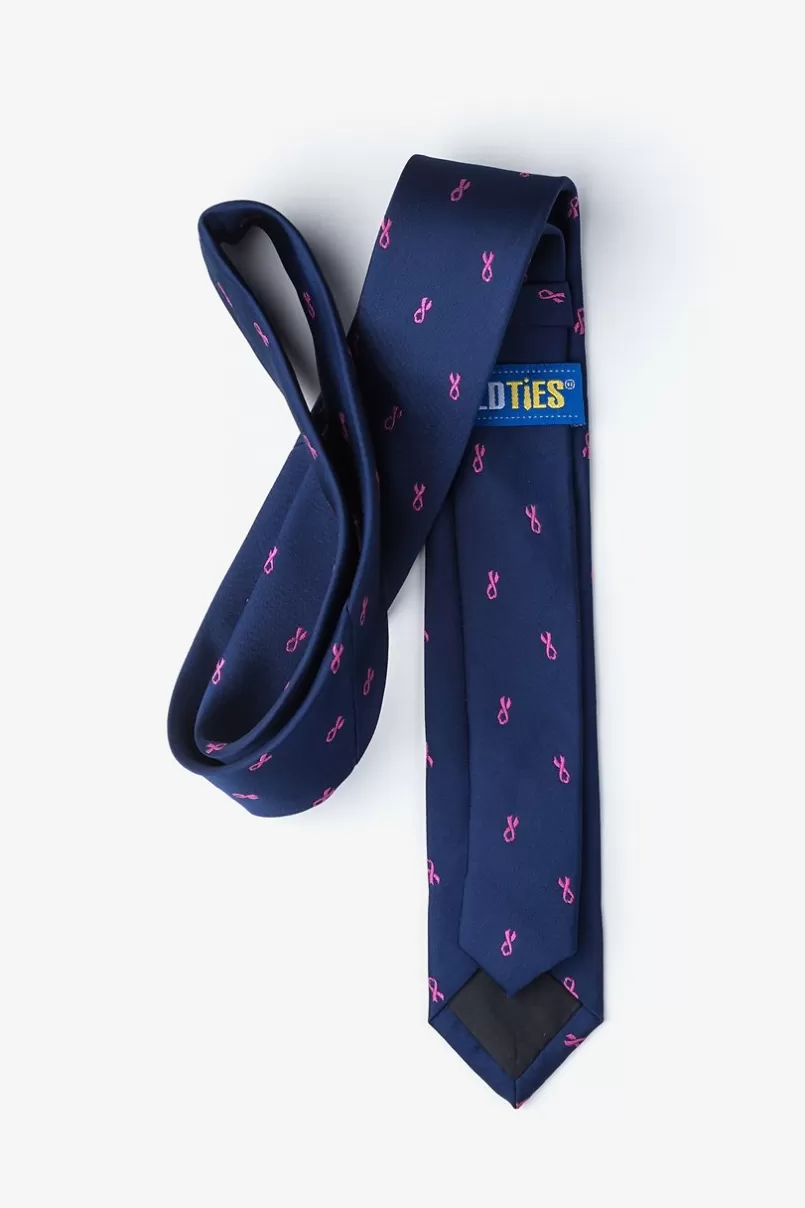 Ties Breast Cancer Ribbon Navy Blue Skinny Tie NavyBlue Best