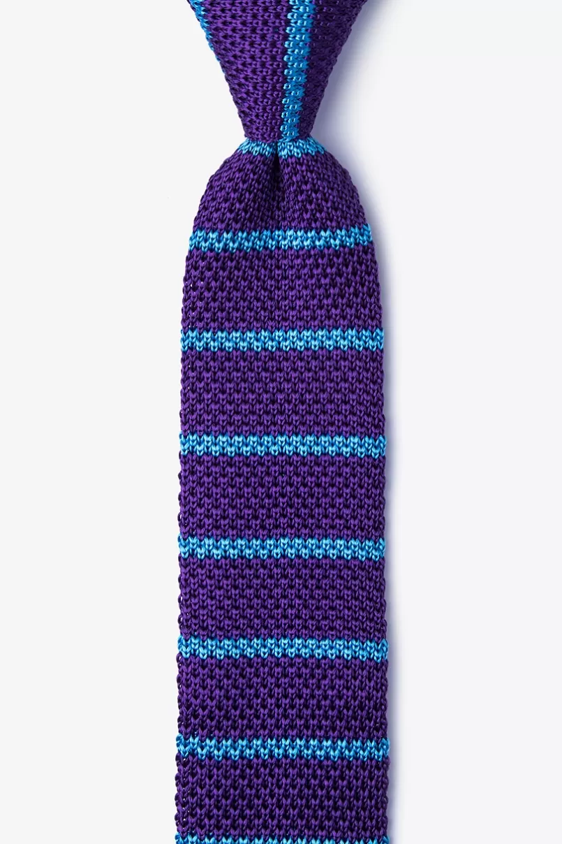 Ties Briton Stripe Knit Skinny Tie Purple Best