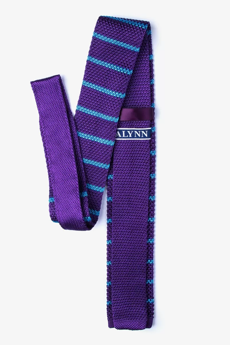 Ties Briton Stripe Knit Skinny Tie Purple Best