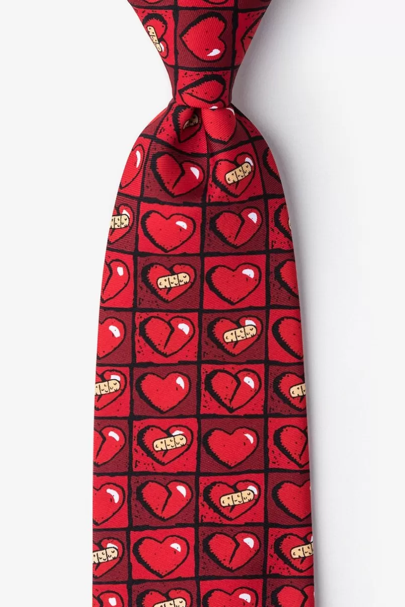 Ties Broken Hearts Red Tie Cheap