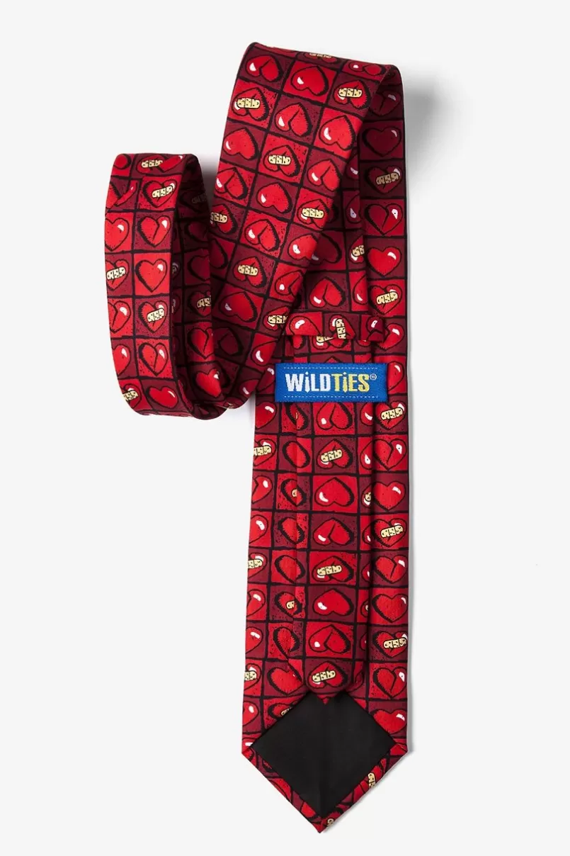 Ties Broken Hearts Red Tie Cheap