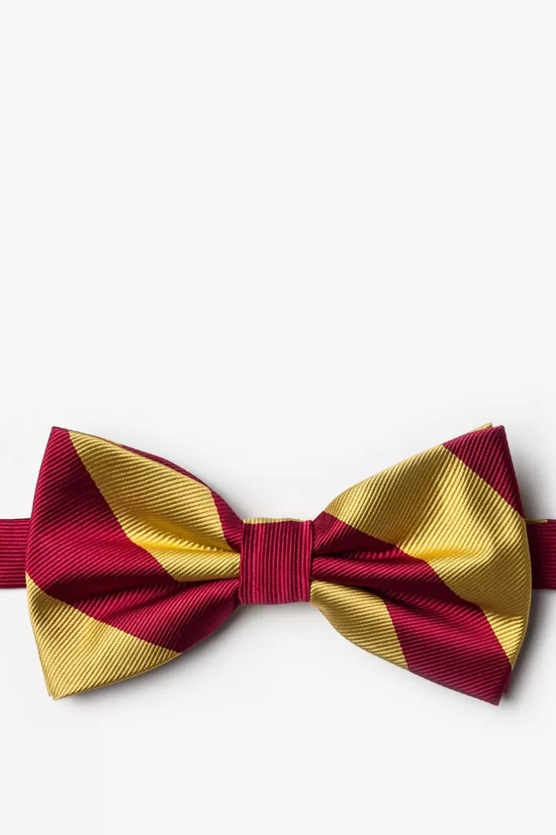 Ties Burgundy & Gold Stripe Pre-Tied Bow Tie Burgundy&Gold Fashion