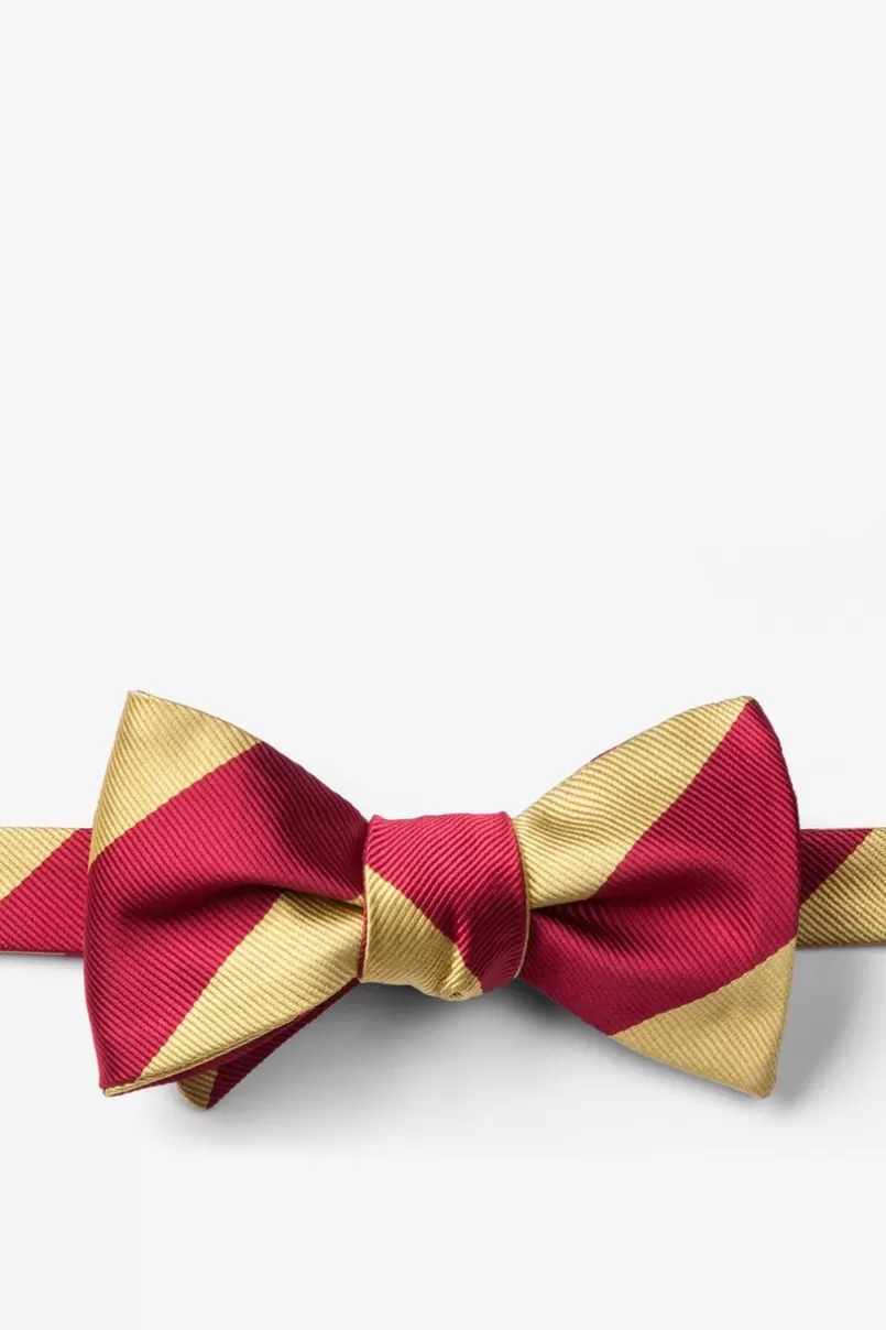 Ties Burgundy & Gold Stripe Self-Tie Bow Tie Burgundy&Gold Discount