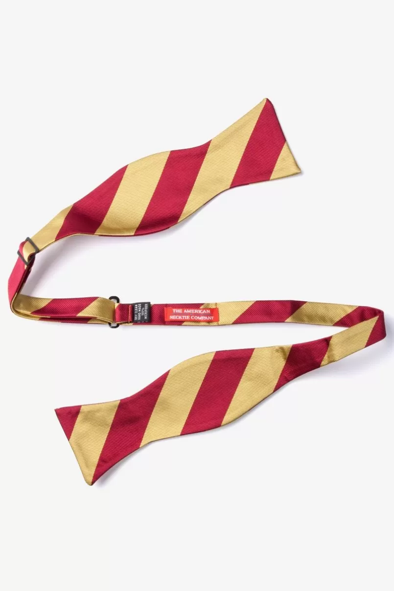 Ties Burgundy & Gold Stripe Self-Tie Bow Tie Burgundy&Gold Discount