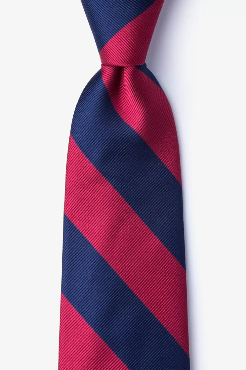 Ties Burgundy & Navy Stripe Extra Long Tie Burgundy&NavyBlue Online