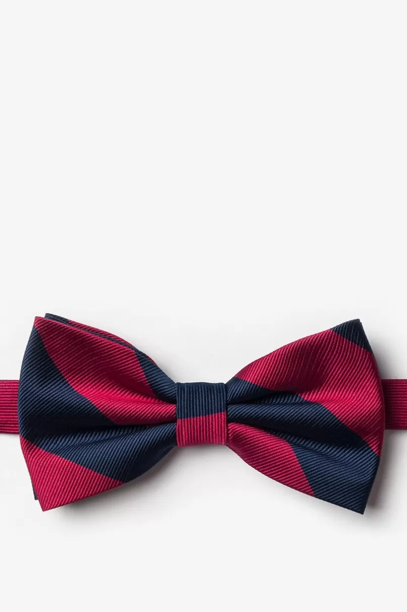 Ties Burgundy & Navy Stripe Pre-Tied Bow Tie Burgundy&NavyBlue Sale