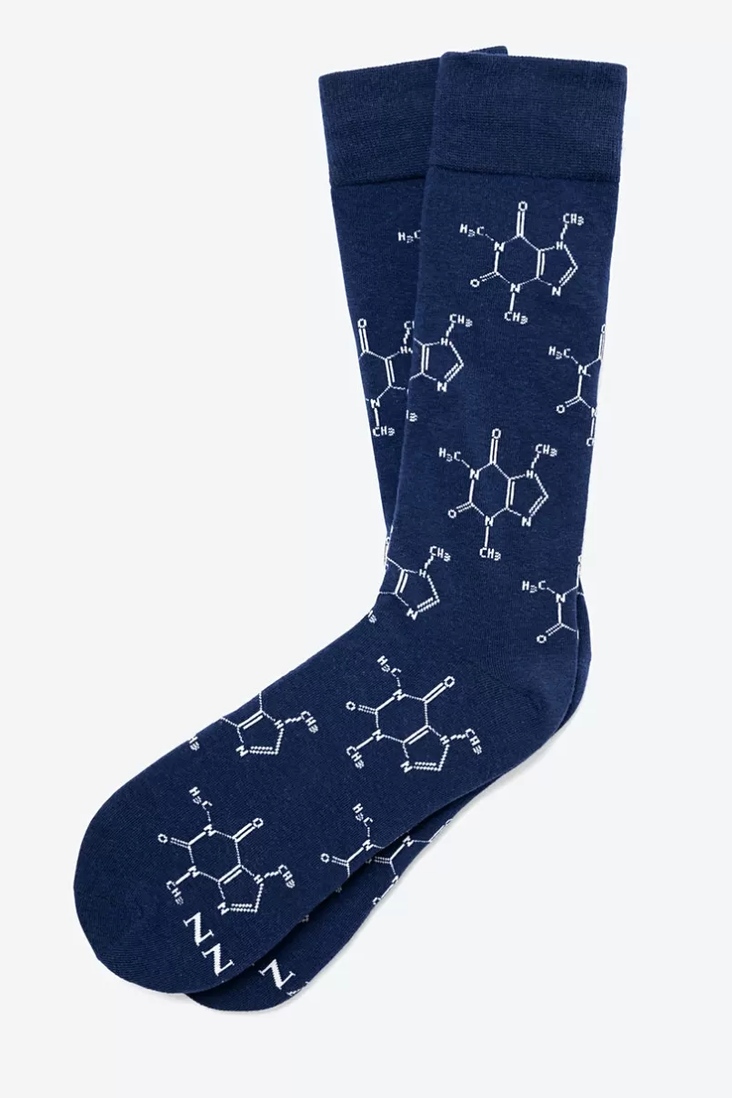 Ties Caffeine Molecule Navy Blue Sock NavyBlue Cheap