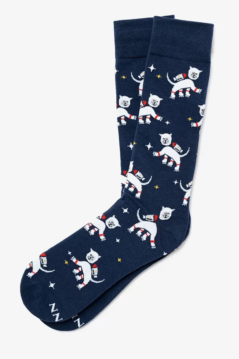 Ties Catstronauts Navy Blue Sock Discount