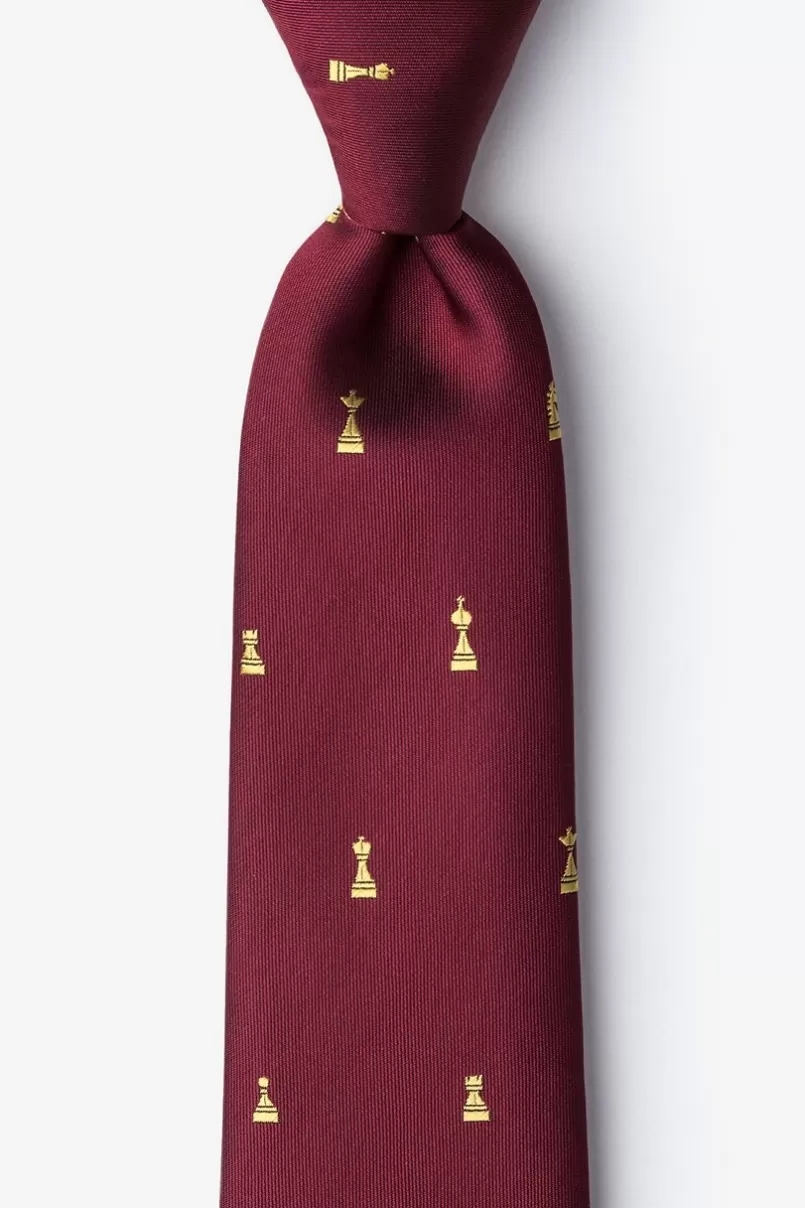 Ties Checkmate Burgundy Extra Long Tie Store