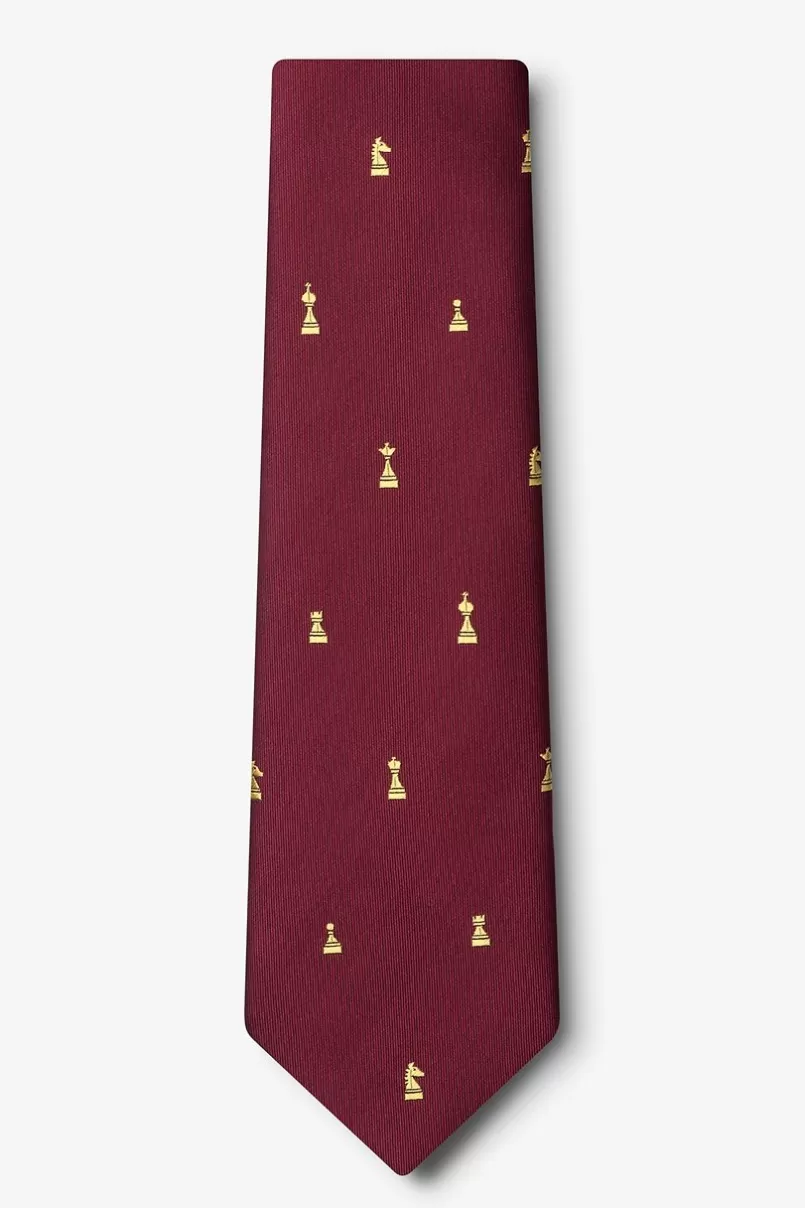 Ties Checkmate Burgundy Extra Long Tie Store