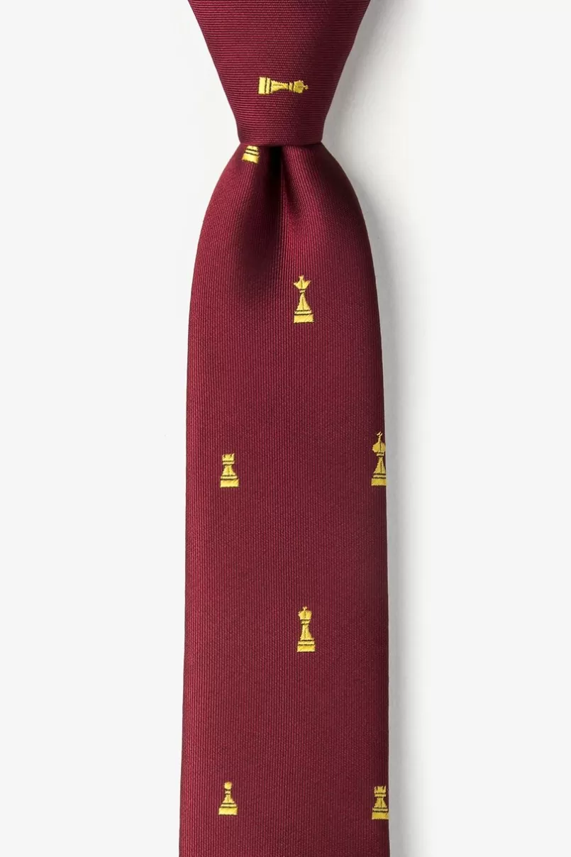 Ties Checkmate Burgundy Skinny Tie Clearance