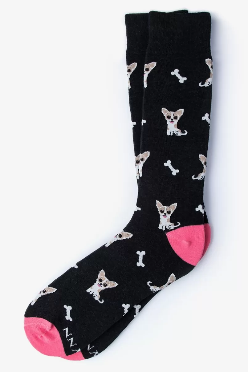 Ties Chihuahua Dog Sock Black Fashion