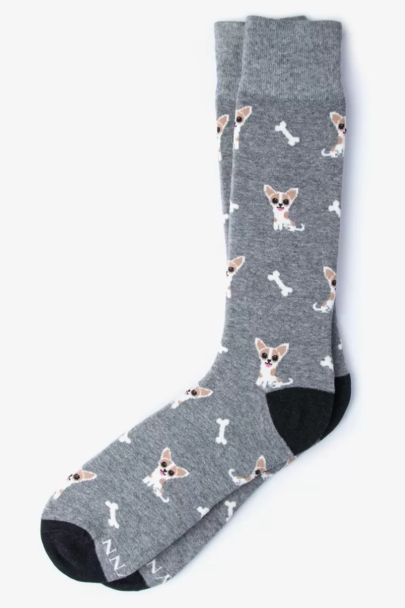 Ties Chihuahua Dog Heather Gray Sock HeatherGray Best Sale