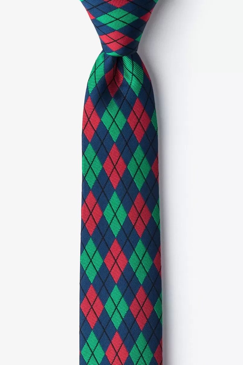 Ties Christmas Argyle Navy Blue Skinny Tie NavyBlue Cheap