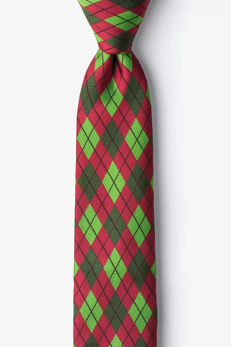 Ties Christmas Argyle Red Skinny Tie Red&HunterGreen New