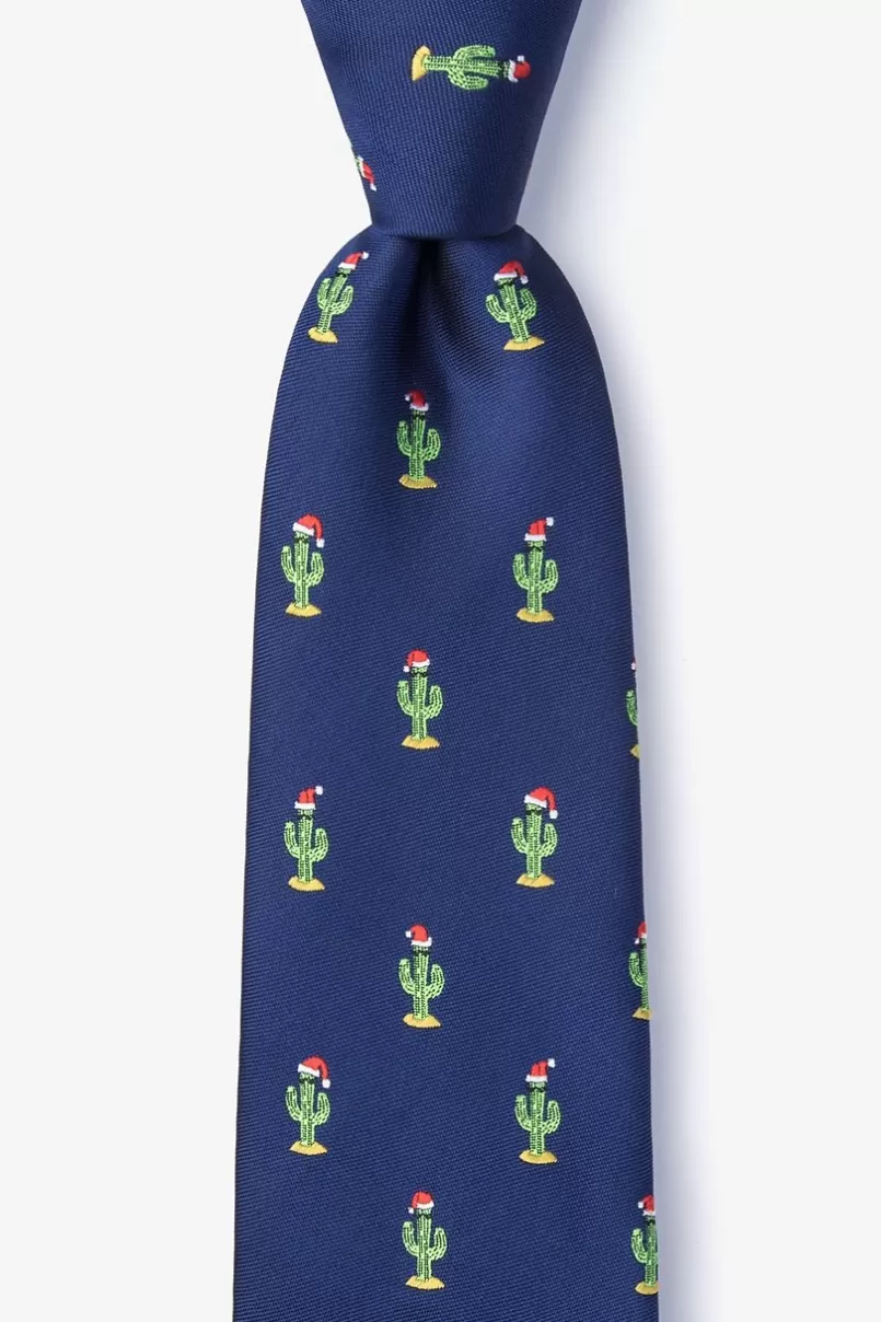 Ties Christmas Cacti Navy Blue Extra Long Tie NavyBlue Discount