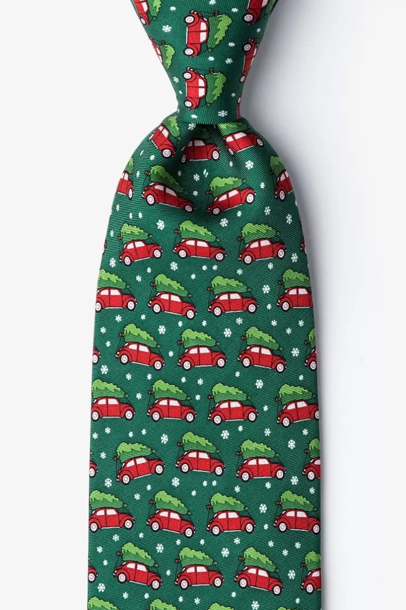 Ties Christmas Car-ma Extra Long Tie Green Flash Sale