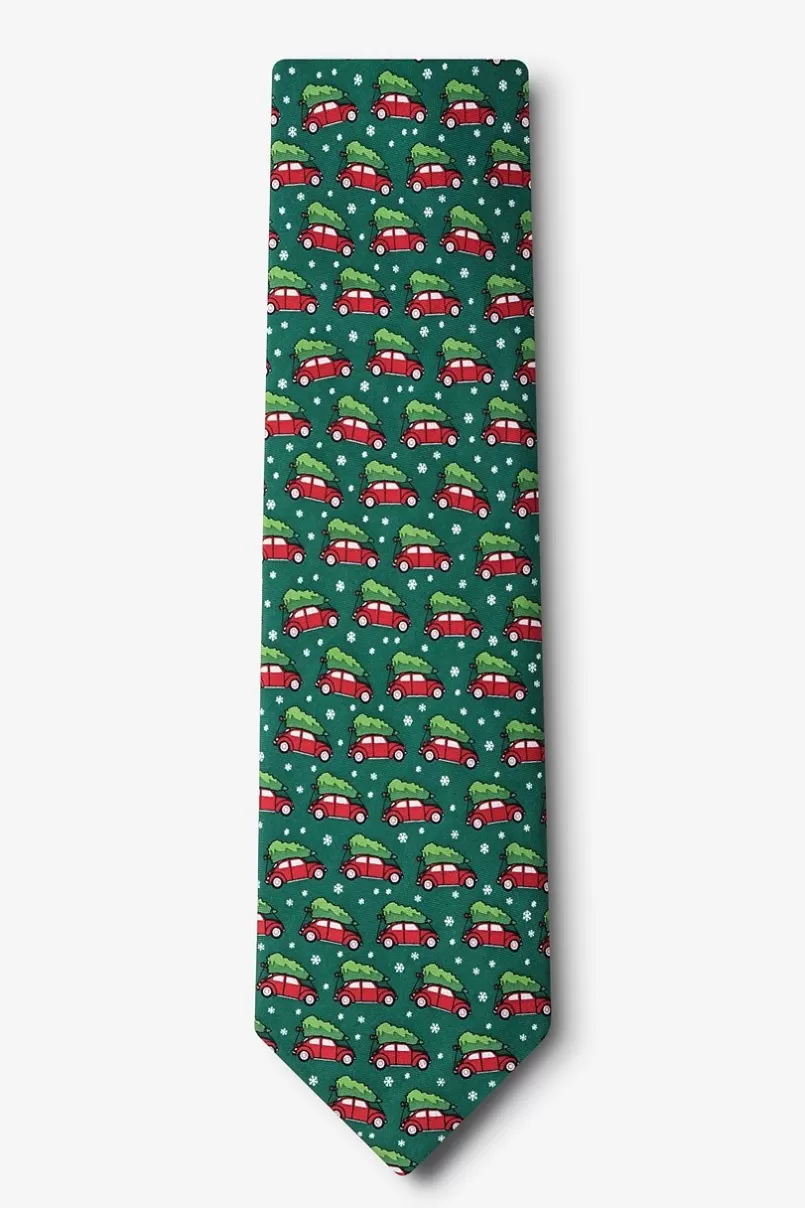 Ties Christmas Car-ma Extra Long Tie Green Flash Sale