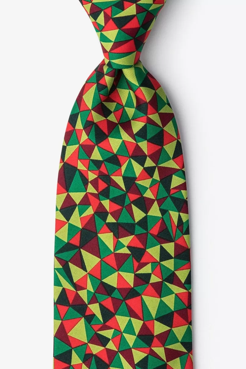 Ties Christmas Kaleidoscope Triangles Green Extra Long Tie Store