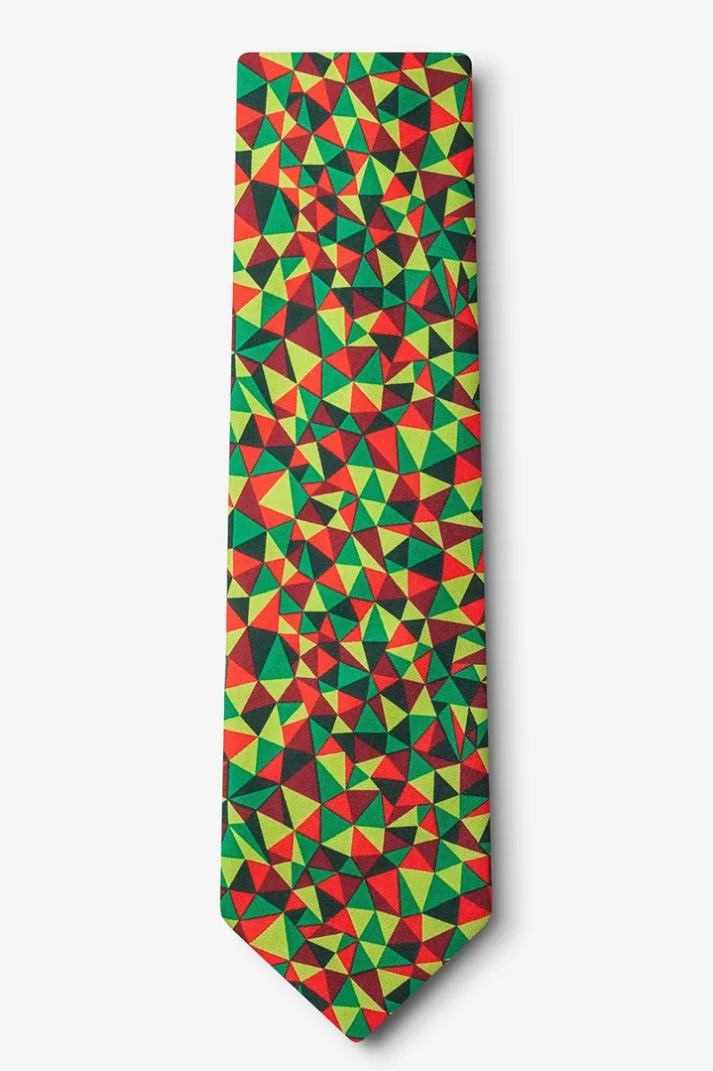 Ties Christmas Kaleidoscope Triangles Green Extra Long Tie Store