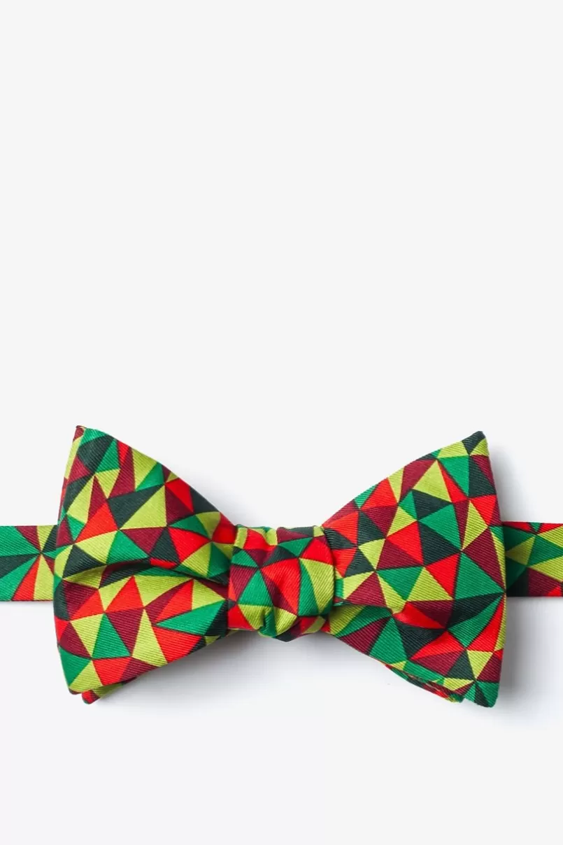 Ties Christmas Kaleidoscope Triangles Green Self-Tie Bow Tie Online