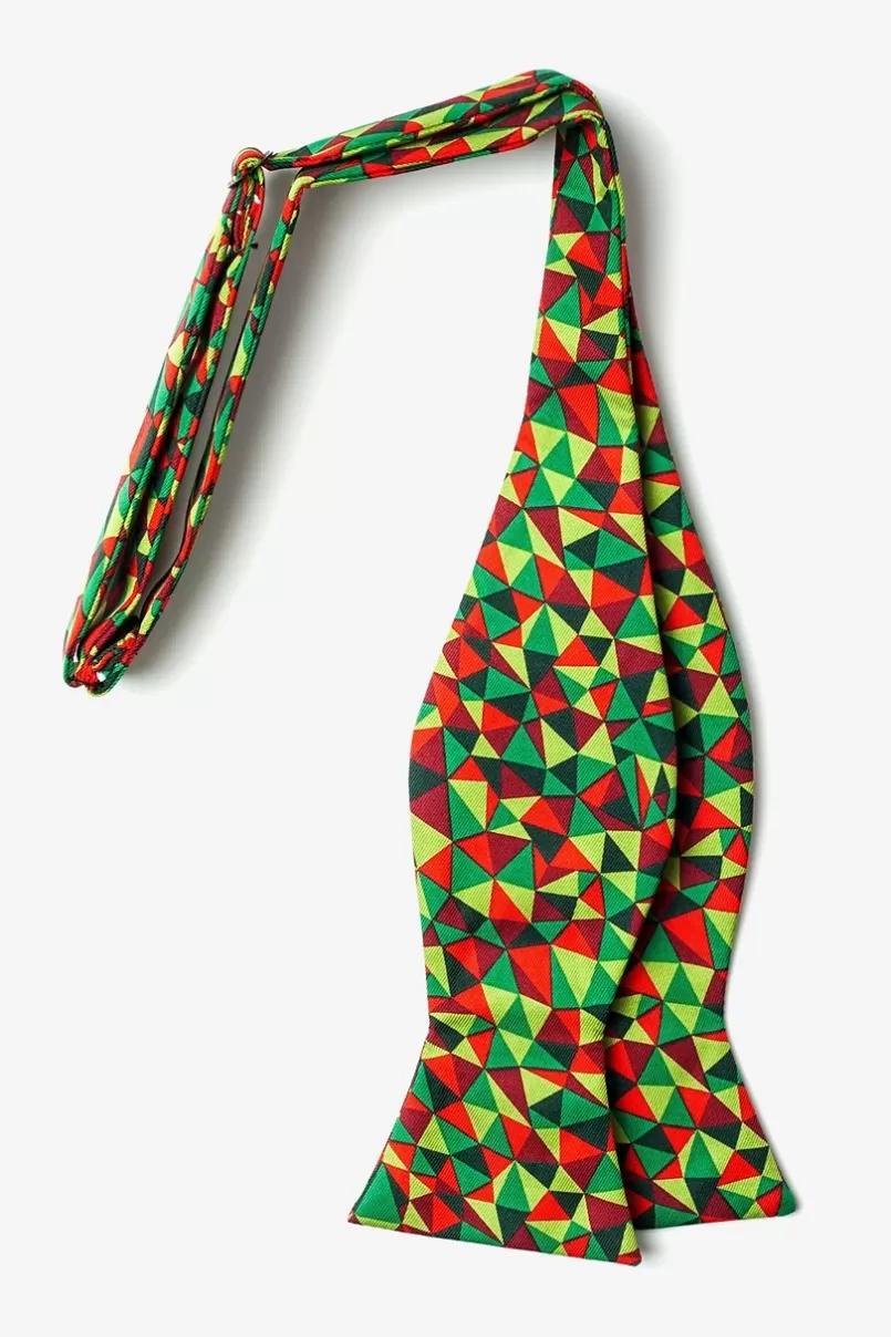 Ties Christmas Kaleidoscope Triangles Green Self-Tie Bow Tie Online