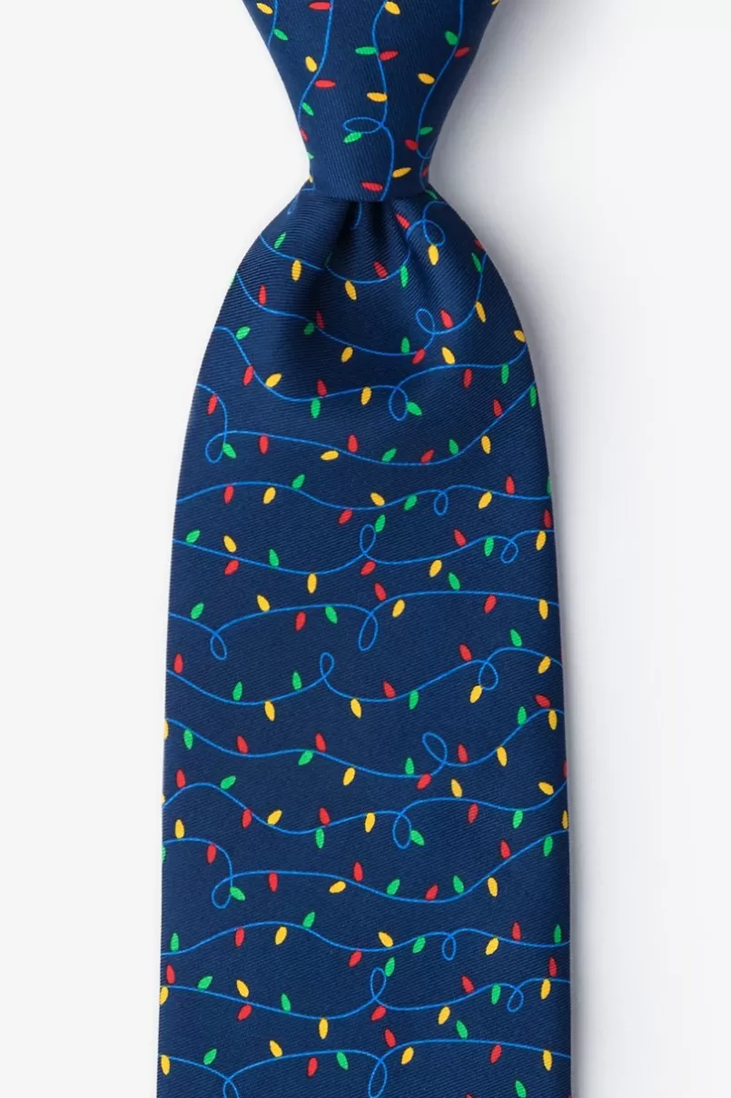 Ties Christmas Lights Navy Blue Tie Clearance