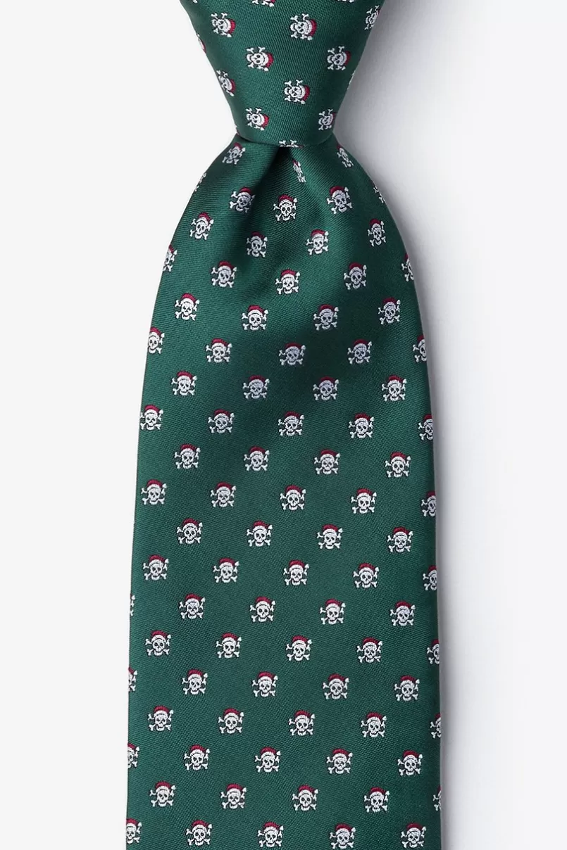 Ties Christmas Skulls Extra Long Tie Green Fashion