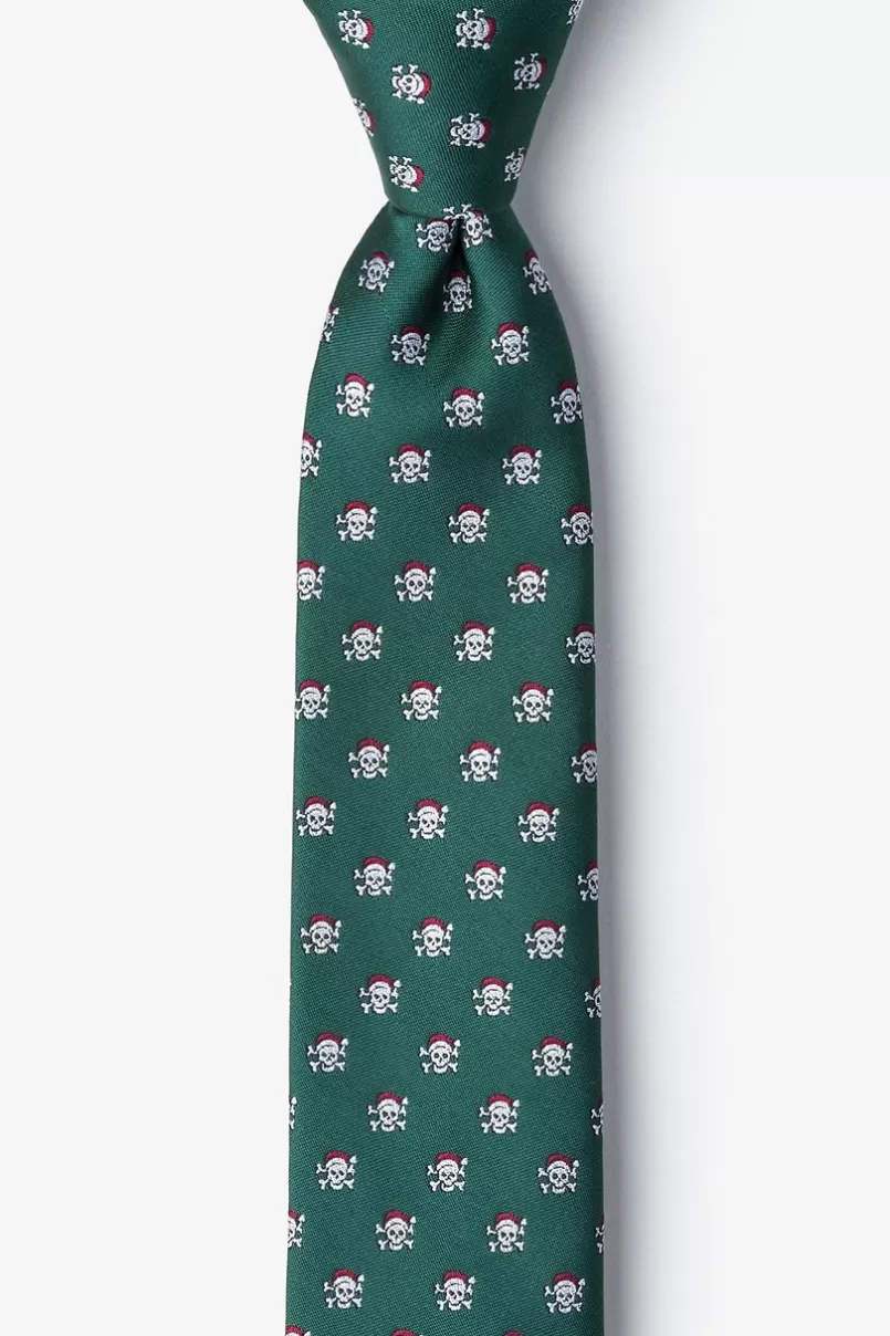 Ties Christmas Skulls Skinny Tie Green Store