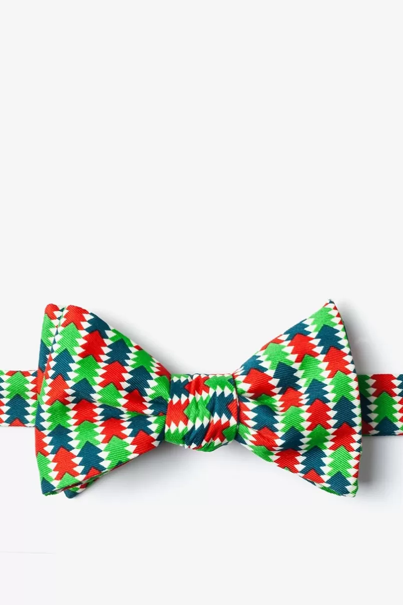 Ties Christmas Tree Abstract Green Self-Tie Bow Tie Green&HunterGreen Fashion