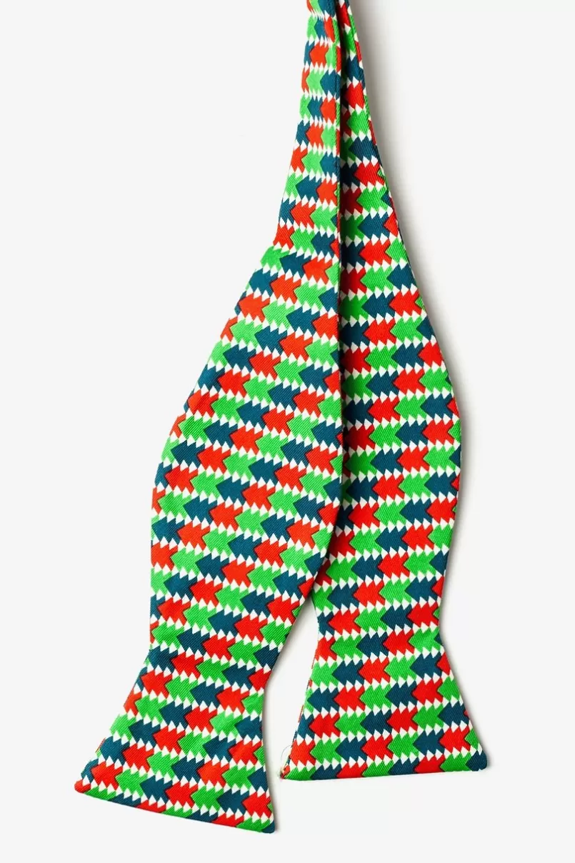 Ties Christmas Tree Abstract Green Self-Tie Bow Tie Green&HunterGreen Fashion