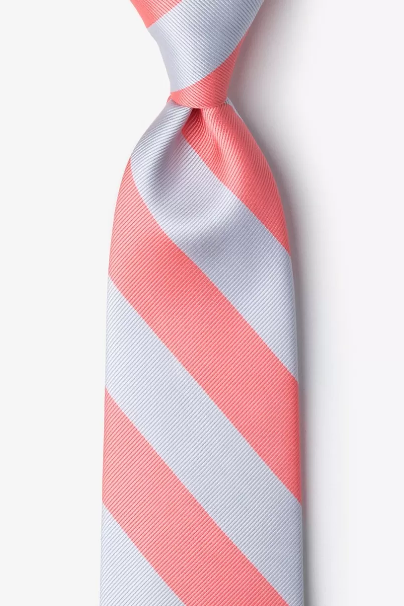 Ties Coral & Silver Stripe Tie Outlet