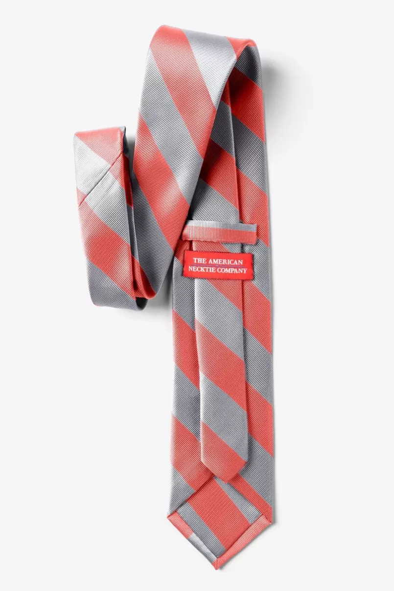 Ties Coral & Silver Stripe Tie Outlet