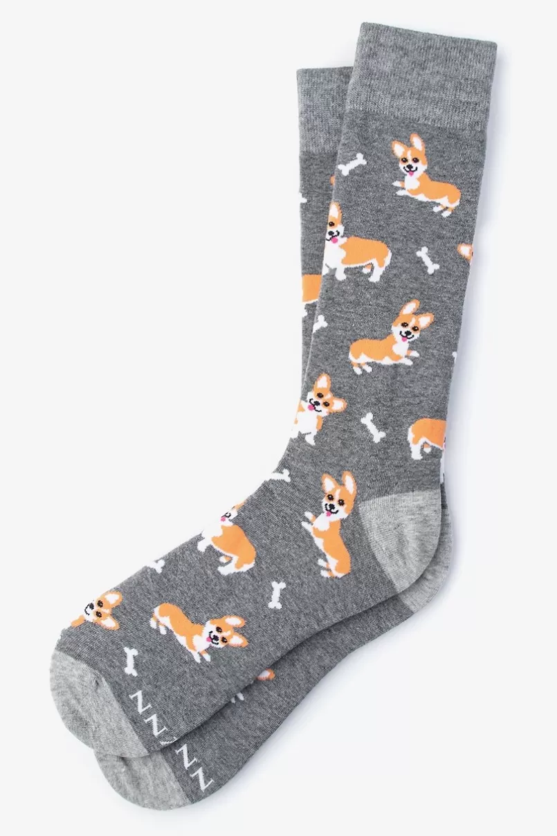 Ties Corgi Gang Sock Gray New