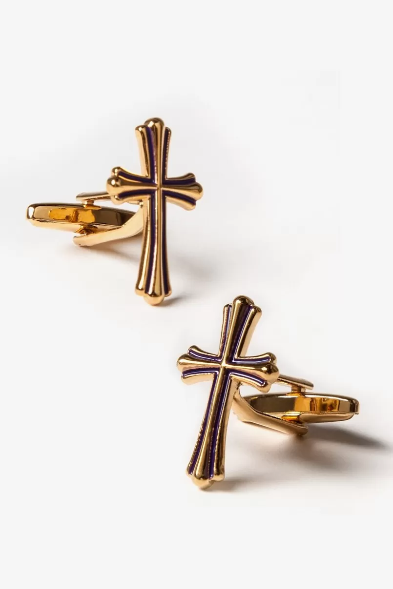 Ties Cross Gold Cufflinks Fashion